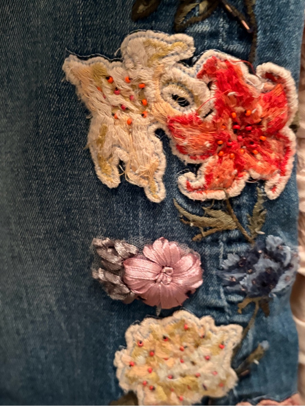 Driftwood Embroidered Floral Blue Women's Jeans